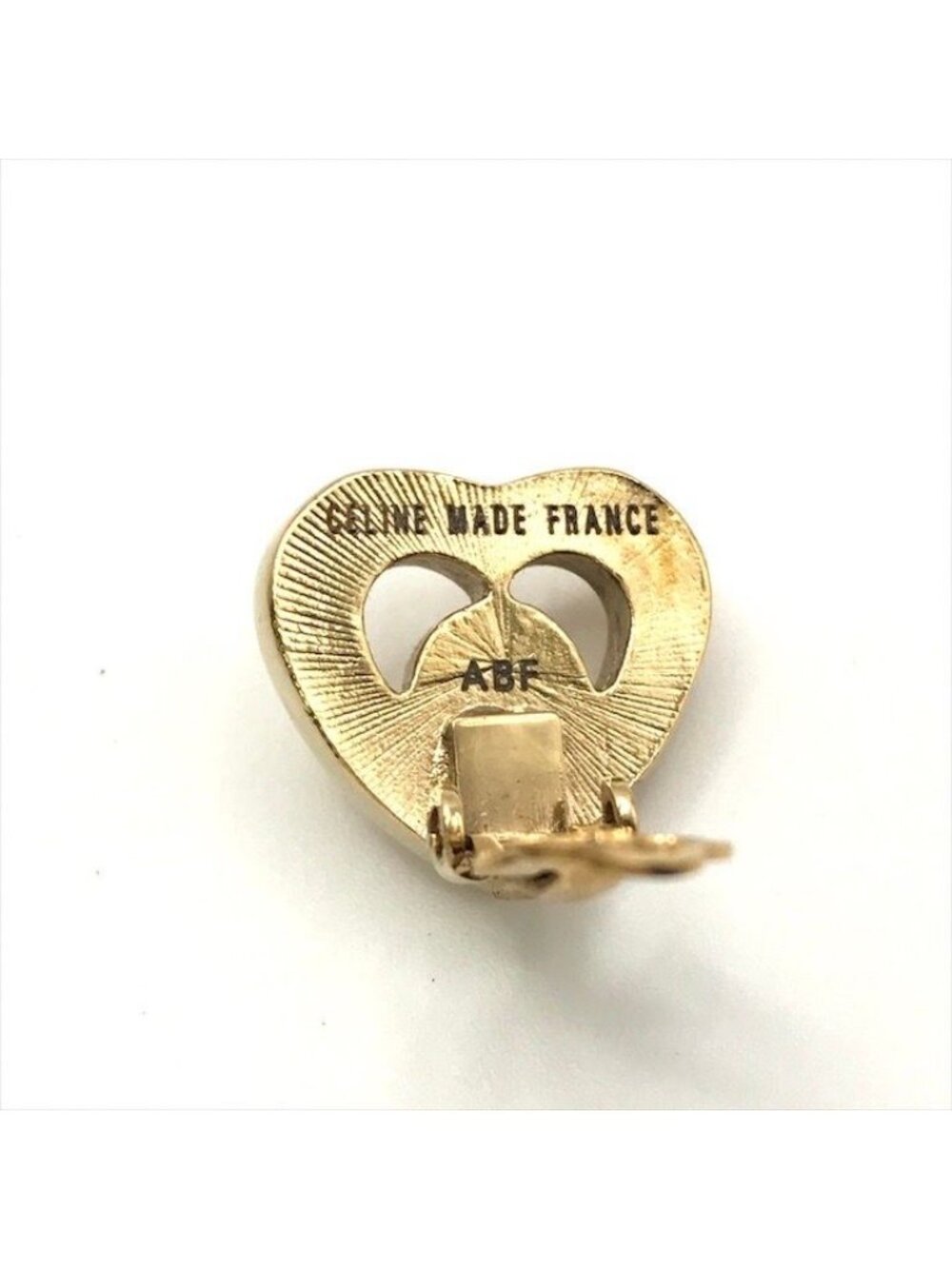 Celine Logo Heart Motif Pearl Earrings Gold - Picture 4 of 6